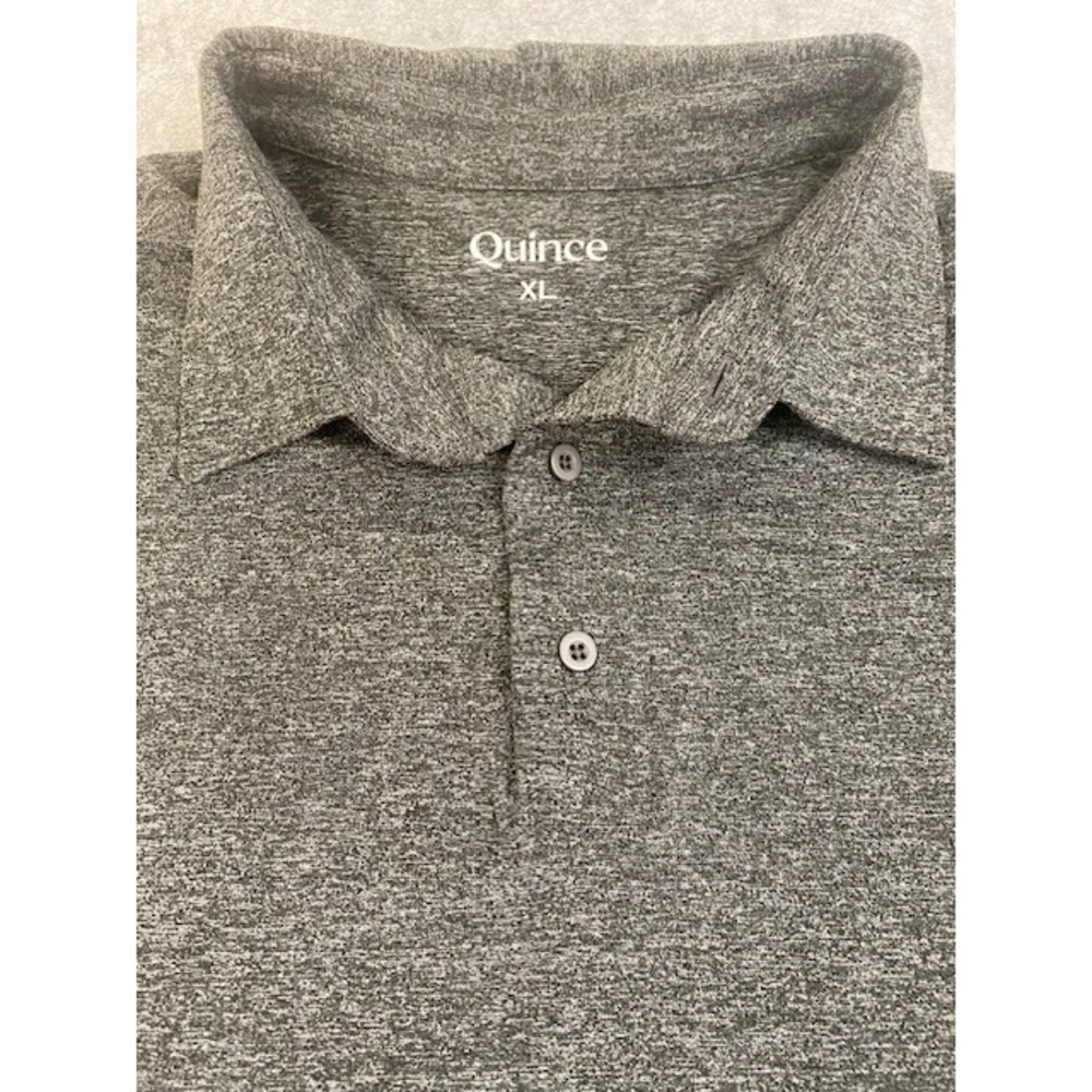 Quince Heathered Grey Propique Performance Short Sleeve Polo Shirt‎ Size XL